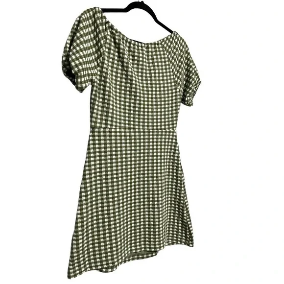 Madewell Jacquard Puff-Sleeve Mini Dress Gingham Check - Picture 7 of 12